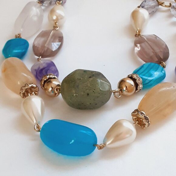 Vintage Avon Double Strand Mult-color Bead Necklace Marked NWT - Picture 6 of 6